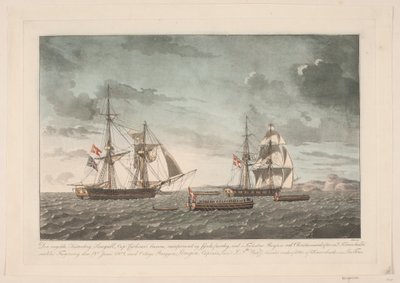 El cúter inglés Seagull después de la batalla con el bergantín Lougen, 19 de junio de 1808 de Niels Truslew