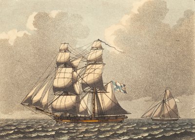 Un bergantín de guerra ruso con viento lateral de Niels Truslew
