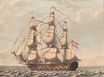 Un Barco Danés de Licencia, Visto a Sotavento, con Viento de Costado de Niels Truslew