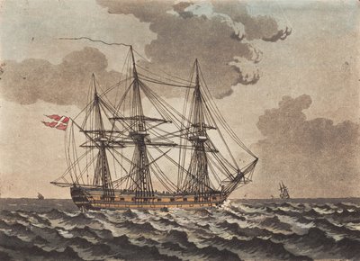 Un barco de guerra anclado en una tormenta de Niels Truslew