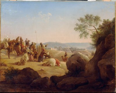 Peregrinos frente a Jerusalén (Israel). Pintura de Nikanor Grigoryevich Tschernezoff (o Chernetsov o Cernecov o Chernitsov o Chernetsov de Nikanor Grigorievich Tschernezoff