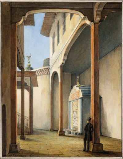 Poeta Alexander Pushkin en el Palacio de Bahçesaray, 1837 de Nikanor Grigoryevich Chernetsov