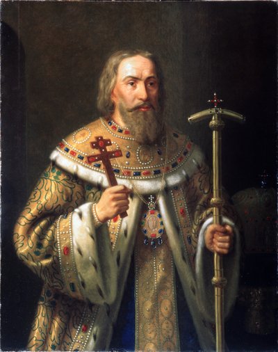 Retrato del Patriarca Filaret de Moscú Fyodor Nikitich Romanov 1553-1633, mediados del siglo XIX de Nikanor Leontievich Tiutriumov