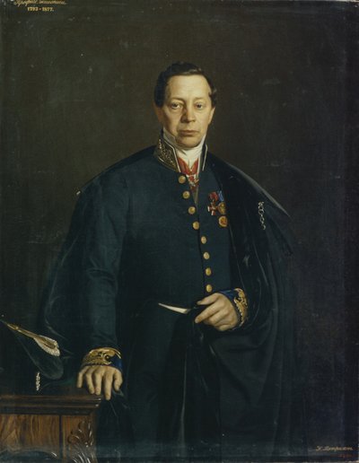 Retrato del artista Pyotr Basin 1794-1881, 1857 de Nikanor Leontievich Tiutriumov
