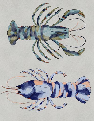 Acuarela de langostas azules de Nikita Jariwala