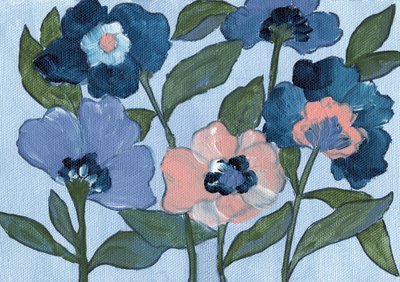 Flores azules y melocotón de Nikita Jariwala