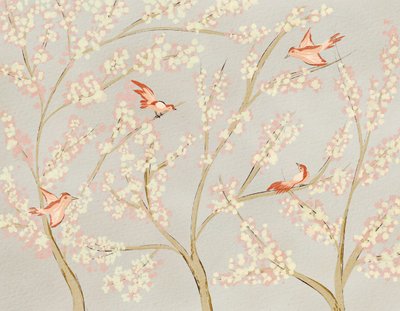 Pájaros rosas y flores primaverales de Nikita Jariwala