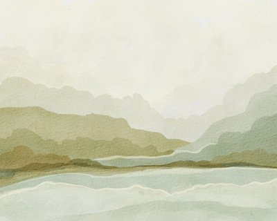 Valle montañoso en acuarela de Nikita Jariwala