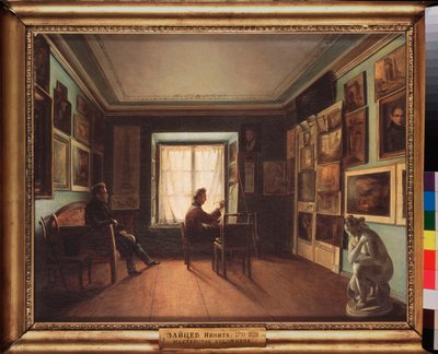 El estudio del pintor - Pintura de Nikita Zaytsev (1787-1828), óleo sobre lienzo, hacia 1820 Arte ruso del siglo XIX - Galería Estatal Tretyakov, Moscú de Nikita Zaytsev