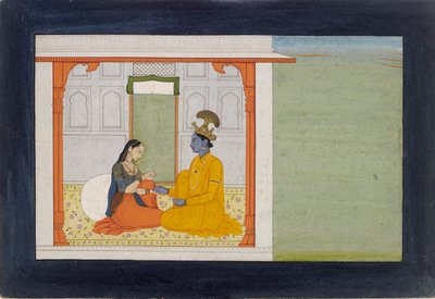 La nayika comenta sobre el nuevo anillo de su amante, 1780-1785 de Nikka