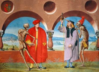 La Muerte, el Abogado y el Doctor del ciclo La Danza de la Muerte por Albrecht Kauw de Niklaus Manuel