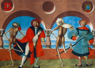 Muerte, burgués y comerciante del ciclo La Danza de la Muerte por Albrecht Kauw de Niklaus Manuel