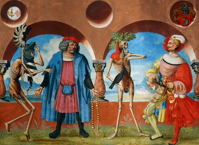 La Muerte, jefe de gobierno y burgués de Berna del ciclo de la Danza de la Muerte por Albrecht Kauw de Niklaus Manuel