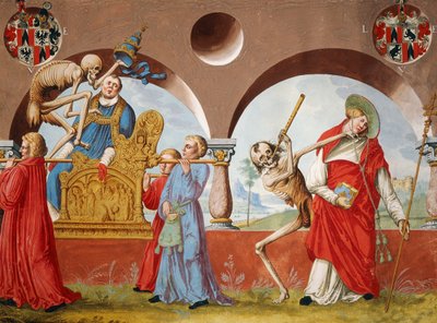 La muerte, el papa y el cardenal del ciclo de la Danza de la Muerte de Niklaus Manuel