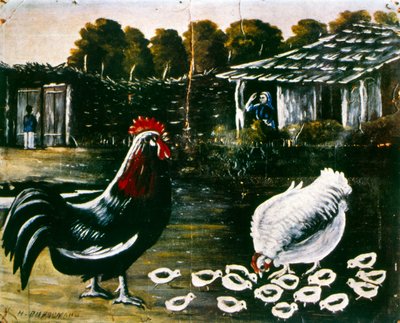 Gallina y gallo de Niko Pirosmani