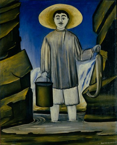 Pescador entre las rocas de Niko Pirosmani