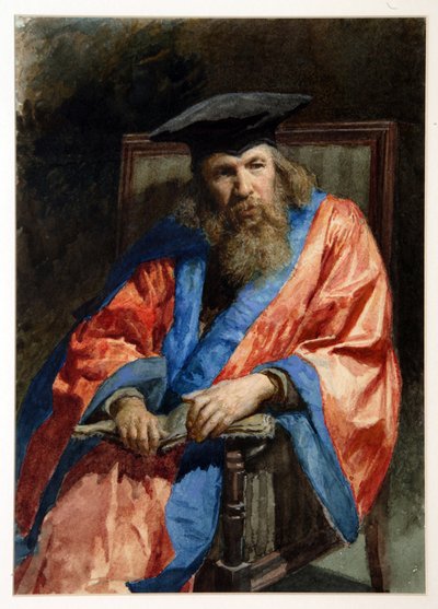 Retrato de Dmitri Mendeleev con el vestido de la Universidad de Edimburgo de Nikolai Aleksandrovich Yaroshenko