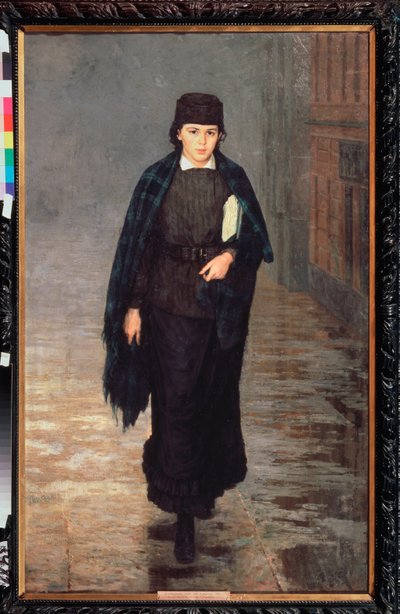 Una estudiante - Pintura de Nikolai Alexandrovich Yaroshenko (Yaroshenko) (1846-1898), óleo sobre lienzo de Nikolai Aleksandrovich Yaroshenko