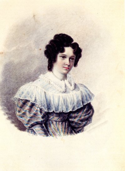 Retrato de Alexandra Ivanovna Davydova 1802-1895, esposa del decembrista Vasily Davydov, 1830-1839 de Nikolai Alexandrovich Bestuzhev