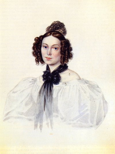 Retrato de Camilla Ivasheva Le Dantieau 1808-1839, esposa del Decembrista Vasily Ivashev, 1831 de Nikolai Alexandrovich Bestuzhev