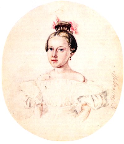 Retrato de Olga Annenkova, hija del decembrista Iwan Annenkow, 1836 de Nikolai Alexandrovich Bestuzhev