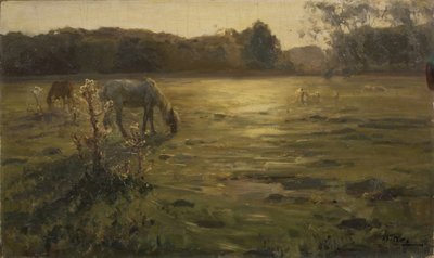 Caballos en el prado de Nikolai Alexandrovich Klodt
