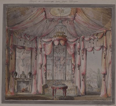 Diseño interior para el tocador en la Casa del Conde Bezborodko en Moscú, 1790s de Nikolai Alexandrovich Lvov