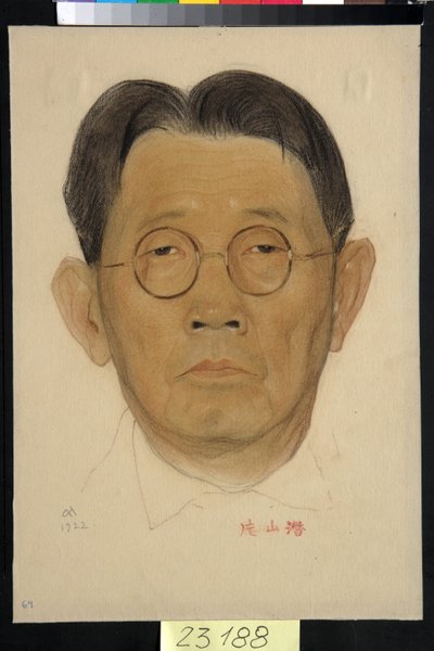 Retrato de Sen Katayama (1859-1933) - Obra de Nikolai Andreevich Andreev (1873-1932), tiza roja y tiza sobre papel (32,5x22,4 cm) de Nikolai Andreevich Andreev