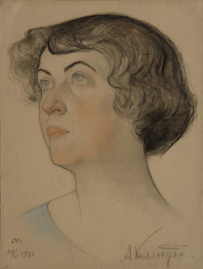 Retrato de Alexandra Mikhailovna Kollontai 1872-1952, 1921 de Nikolai Andreevich Andreev