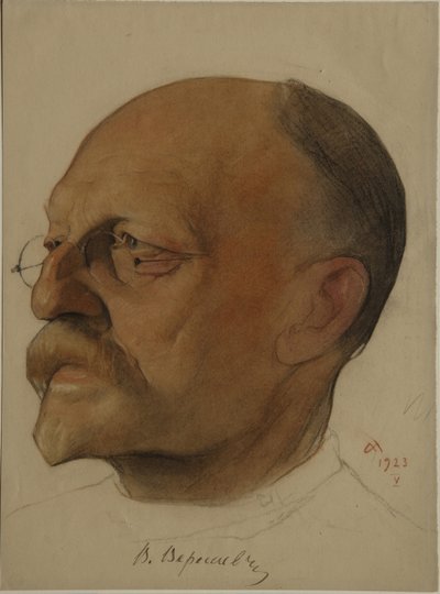 Retrato de Vikenty Vikentyevich Veresaev 1867-1945, 1923 de Nikolai Andreevich Andreev
