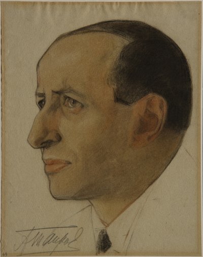 Retrato del director Alexander Tairov 1885-1950, principios de los años 1920 de Nikolai Andreevich Andreev