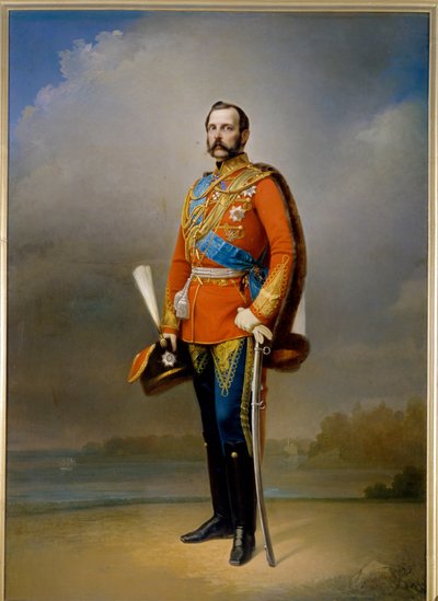 Retrato del emperador Alejandro II de Rusia (1818-1881) (conocido como El Libertador). Pintura de Nikolai Andreevich Lavrov (1820-1875), óleo sobre lienzo de Nikolai Andreevich Lavrov