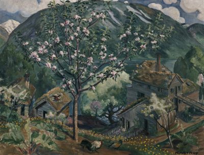 Manzano en plena floración (óleo sobre lienzo) de Nikolai Astrup