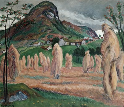Humedad otoñal y gavillas errantes en un poste de Nikolai Astrup