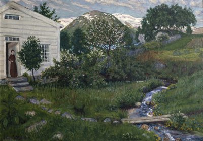 Principios de verano en Jølster (óleo sobre lienzo) de Nikolai Astrup
