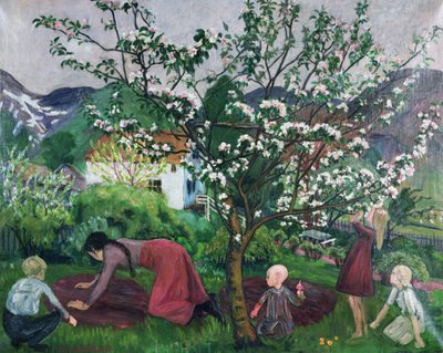 En el jardín, c.1914-15 (óleo sobre lienzo) de Nikolai Astrup