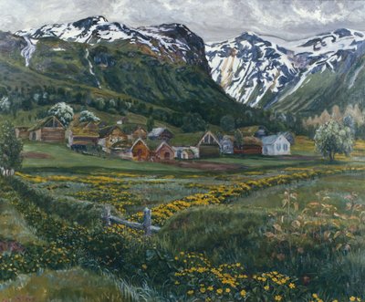 Noche de junio y antiguo patio de Jølster de Nikolai Astrup