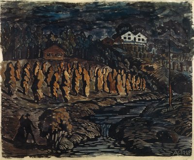 Poleas grandes en un poste de Nikolai Astrup