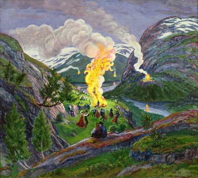 Fuego de verano (óleo sobre lienzo) de Nikolai Astrup