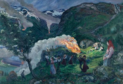 noche de verano, fuego de verano de Nikolai Astrup