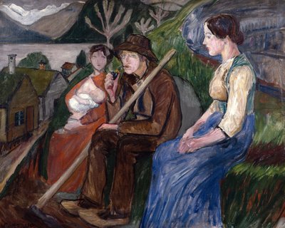 Autorretrato en casa (en el patio) de Nikolai Astrup
