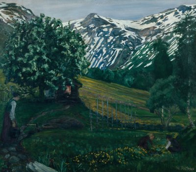Noche de primavera smieheggen, c.1918 de Nikolai Astrup