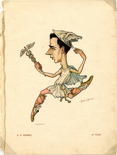 Bailarín de ballet y coreógrafo Michel Fokine De: Ballet Ruso en Caricaturas, 1902-1905 de Nikolai Gustavovich Legat
