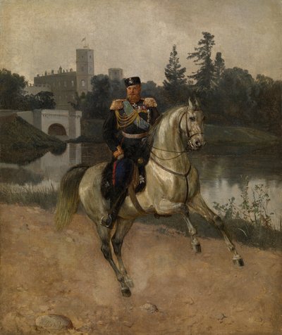 Retrato ecuestre del Emperador Alejandro III 1845-1894 en Gatchina de Nikolai Gustavovich Schilder