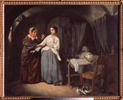 La seducción, alcahueta - Pintura de Nikolai Gustavovich Schilder (1828-1898), óleo sobre lienzo de Nikolai Gustavovich Schilder
