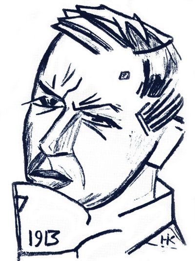Retrato del artista y autor David Burliuk 1882-1967, 1913 de Nikolai Ivanovich Kulbin