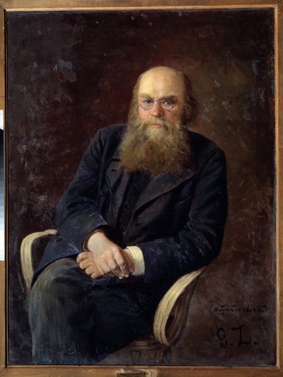 Retrato del escritor Nikolay N.Zlatovratsky (1845-1911) (Retrato del autor N.N.Zlatovratsky). Pintura de Nikolai Karlovich Grandkovsky (1864-1907), óleo sobre lienzo de Nikolai Karlovich Grandkovsky
