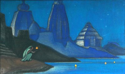 Llama de la felicidad enciende el Ganges, 1947 de Nikolai Konstantinowitsch Roerich