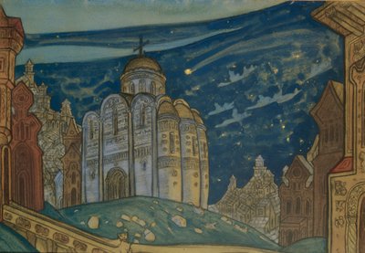 Putivl. Diseño de escenario para la ópera Príncipe Igor de A. Borodin de Nikolai Konstantinowitsch Roerich