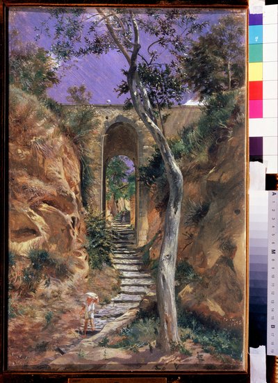 "" Le pont de Vico (¿Corse?) "" Peinture de Nikolai Ge (Gay) (1831-1894) 1858 Dim. 45,5x30 cm Galería Estatal Tretyakov, Moscou de Nikolai Nikolajevitch Gay